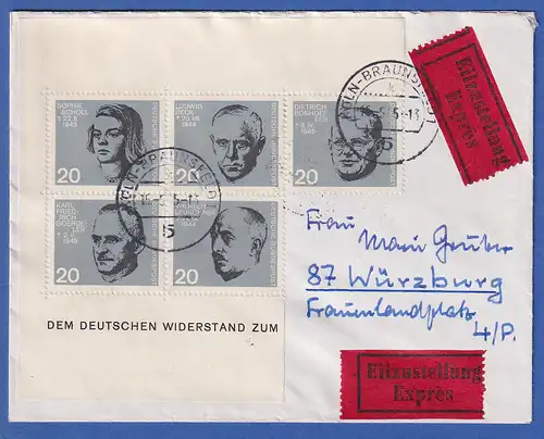 Bund 1964 Zusammendruck aus Block 3 431-432-433-435-436 auf Eilbrief aus Köln