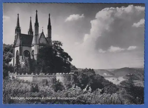 AK Remagen Apollinaris-Kirche mit Rheinaussicht s/w , unbeschrieben