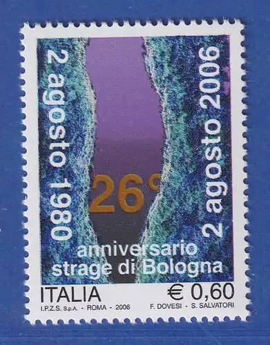 Italien 2006 Gedenken an Bombenanschlag im Bahnhof Bologna 1980 Mi.-Nr. 3130 ** 
