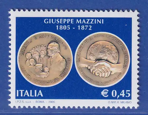 Italien 2005 Giuseppe Mazzini, Feiheitskämpfer  Mi.-Nr. 3065 ** 