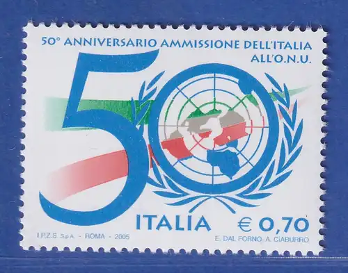 Italien 2005 Aufnahme Italiens in die Vereinten Nationen UNO Mi.-Nr. 3068 ** 