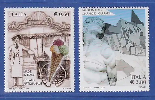 Italien 2006 Made in Italy (II). Speiseeis, Carrara Marmor Mi.-Nr. 3095-96 ** 