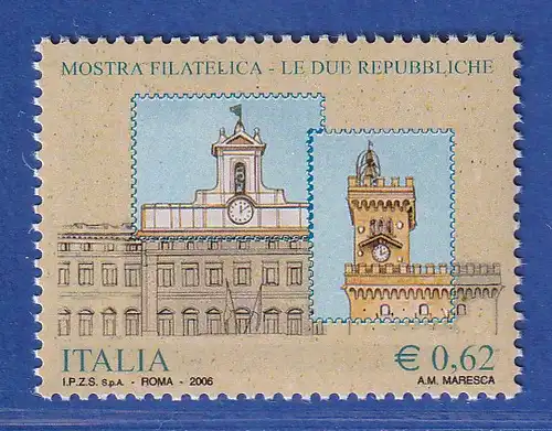 Italien 2006 Briefmarkenausstellung Die zwei Republiken  Mi.-Nr. 3106 ** 