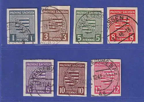 SBZ Provinz Sachsen Wappen Mi.-Nr. 66-72 X gestempelt