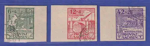 SBZ Provinz Sachsen Wiederaufbau Mi.-Nr. 87-89 B Seitenrandstk. O gpr. STRÖH BPP