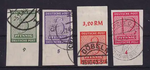 SBZ West-Sachsen Ziffern Mi.-Nr. 116-119 X Randstücke gestempelt