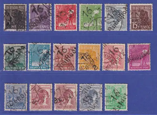 SBZ Bezirkshandstempel 16 OPD Erfurt Mi.-Nr. 166-181 III Satz 17 Werte O gpr.