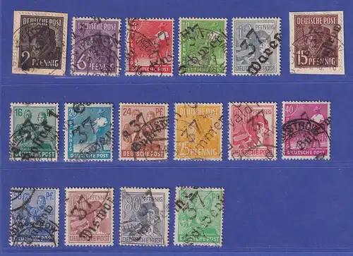 SBZ Bezirkshandstempel 37 OPD Schwerin Mi.-Nr. 166-181 VIII Satz 16 Werte O gpr.