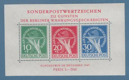 Berlin 1949 Währungsgeschädigten-Block **, Attest Schlegel