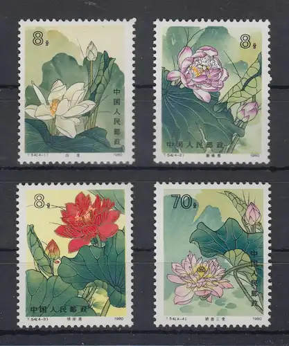 VR China 1980 Lotosblumen Mi.-Nr. 1624-27 ** PR China T.54 Set MNH