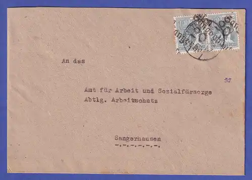 SBZ Bezirkshandstempel 20 Sangerhausen 12 Pfg. Paar als MEF auf Brief