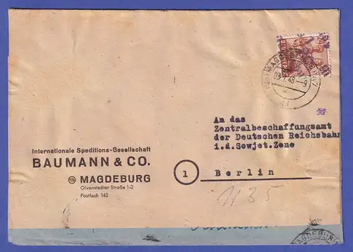 SBZ Bezirkshandstempel 20 Magdeburg 1 , 24 Pfg. als EF auf Brief