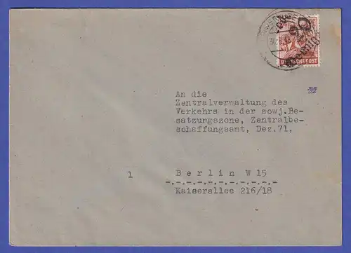 SBZ Bezirkshandstempel 20 Wernigerode 24 Pfg. als EF auf Brief