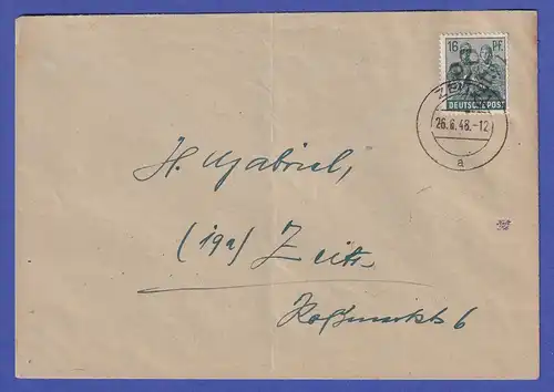 SBZ 1948 Bezirkshandstempel 20 Zeitz 1 , 16 Pfg. als EF auf Brief