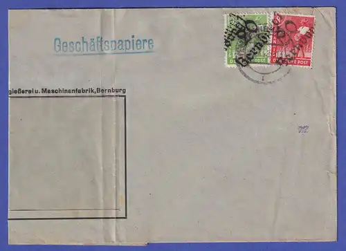 SBZ 1948 Bezirkshandstempel 20 Bernburg 10 Pfg. und 8 Pfg. als MiF auf Brief