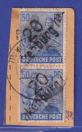 SBZ Bezirkshandstempel 20 Blankenburg (Harz) 50 Pfg. Paar O auf Paketkartenstück
