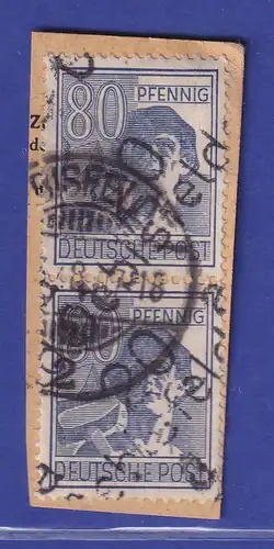 SBZ Bezirkshandstempel 20 Oebisfelde 80 Pfg senkr. Paar O auf Paketkartenstück