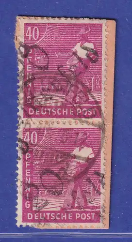 SBZ Bezirkshandstempel 20 Bitterfeld 40 Pfg. senkr. Paar O auf Paketkartenstück