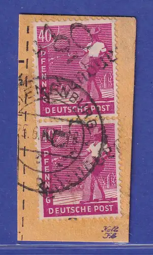 SBZ Bezirkshandstempel 20 Eilenburg 40 Pfg. senkr. Paar O auf Paketkartenstück