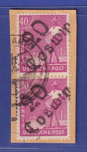 SBZ Bezirkshandstempel 20 Coswig 40 Pfg. senkr. Paar O auf Paketkartenstück
