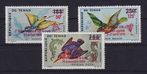 Tschad 1970 Raumfahrt Apollo 11 und 13 Mi.-Nr. 302-04 ** / MNH