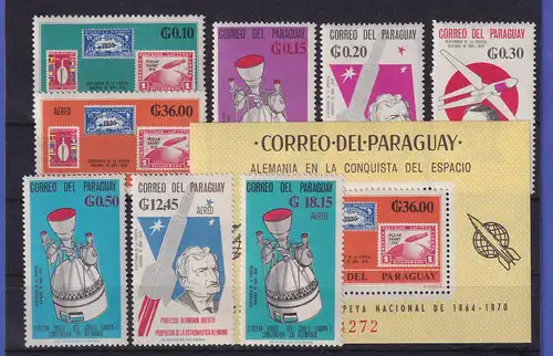 Paraguay 1966 Raumfahrt - Hermann Oberth Mi.-Nr. 1559-1566 und Block 83 **