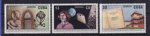 Kuba 1973 Nikolaus Kopernikus  Mi.-Nr. 1874-1876 **
