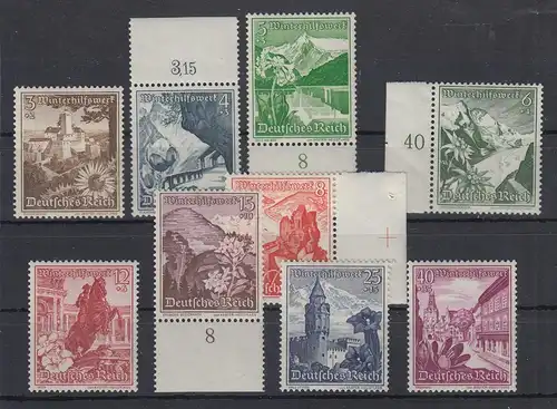 Dt. Reich 1938 WHW-Landschaften und Alpenblumen Mi.-Nr. 675-83 Satz kpl. **