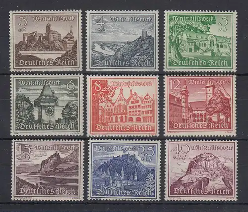 Dt. Reich 1939 Winterhilfswerk Bauwerke Mi.-Nr. 730-38 Satz kpl.  ** / MNH 