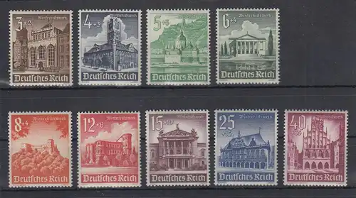 Dt. Reich 1940 Winterhilfswerk Bauwerke Mi.-Nr. 751-59 Satz kpl.  ** / MNH 