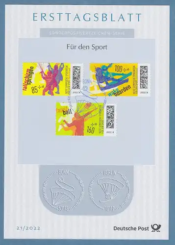 Bundesrepublik Ersttagsblatt ETB 21 / 2022 Für den Sport 