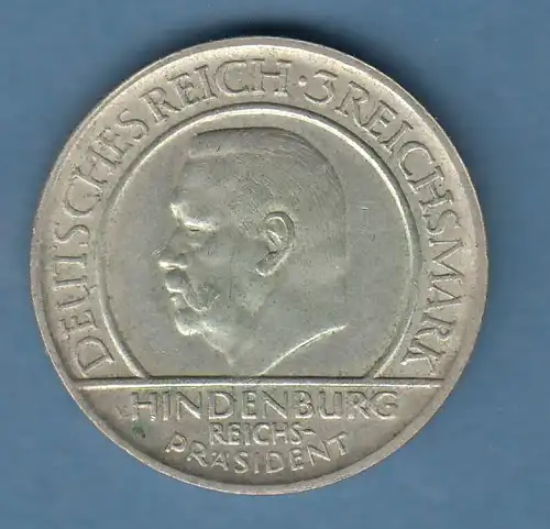 Weimarer Republik Gedenkmünze 3 Mark Schwurhand D 1929 vorzüglich 