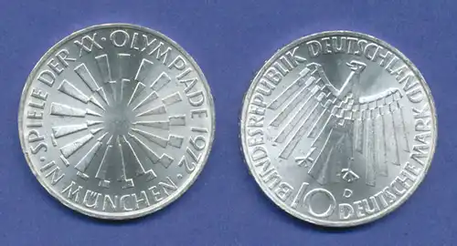Olympische Spiele 1972, 10DM Silber-Gedenkmünze Spirale MÜNCHEN  -  D