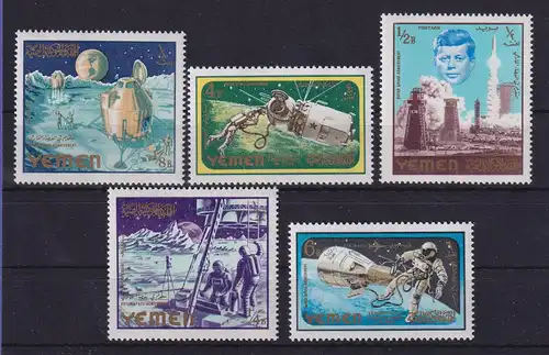 Jemen 1965 Weltraum Raumfahrt Mi.-Nr. 191-195 A ** / MNH