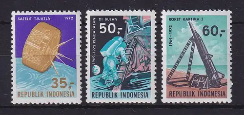 Indonesien 1972 Weltraum Raumfahrt Mi.-Nr. 707-709 ** / MNH