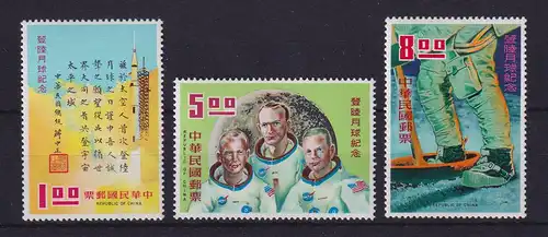 China Taiwan 1970 Weltraum Mondlandung Apollo 11 Mi.-Nr. 789-791 ** / MNH