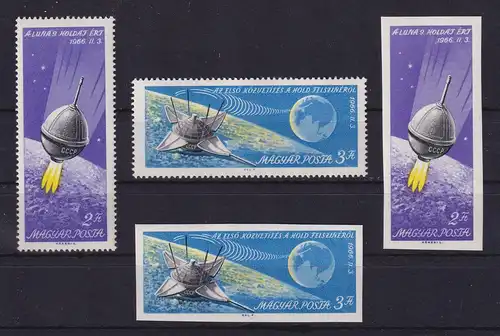 Ungarn 1966 Weltraum Mondsonde Luna 9 Mi.-Nr. 2218-2219 A / B ** / MNH