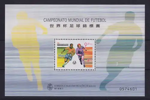 Macau 1998 Fußball-Weltmeisterschaft Mi.-Nr. Block 56 ** / MNH