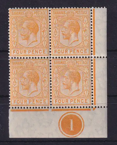 Bahamas 1902 Four Pence Edward VII. Mi.-Nr. 39 Eckrandviererblock postfrisch **