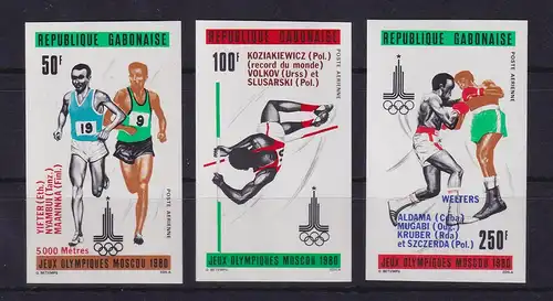Gabun 1980 Olympische Sommerspiele Moskau Mi.-Nr. 746-748 U ** / MNH