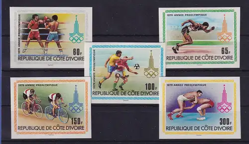 Elfenbeinküste 1980 Olympische Sommerspiele Moskau Mi.-Nr. 614-618 U ** / MNH