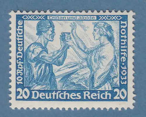 Dt. Reich 1933, Wagner 20 Pfg B-Zähnung  Mi.-Nr. 505B ** mit Attest Schlegel