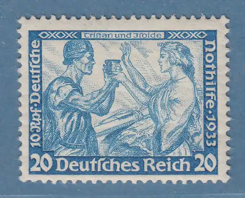 Dt. Reich 1933, Wagner 20 Pfg B-Zähnung  Mi.-Nr. 505B * sauber entfalzt