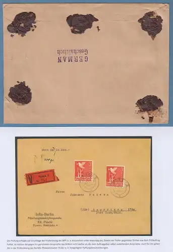 All. Bes. 3 Mark Taube 2x als portoger MEF auf Wertbrief v. Passau n. Asperberg