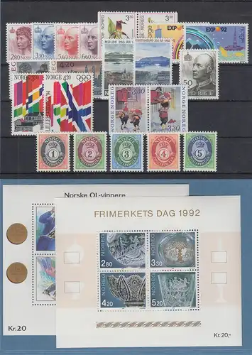 Norwegen Briefmarken-Jahrgang 1992 komplett postfrisch ** / MNH 