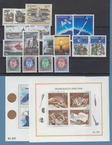 Norwegen Briefmarken-Jahrgang 1991 komplett postfrisch ** / MNH 