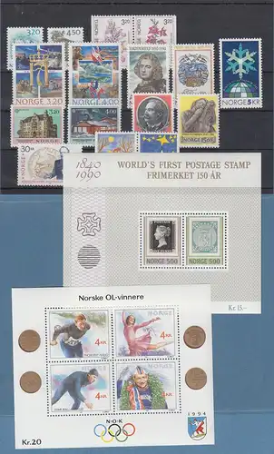 Norwegen Briefmarken-Jahrgang 1990 komplett postfrisch ** / MNH 