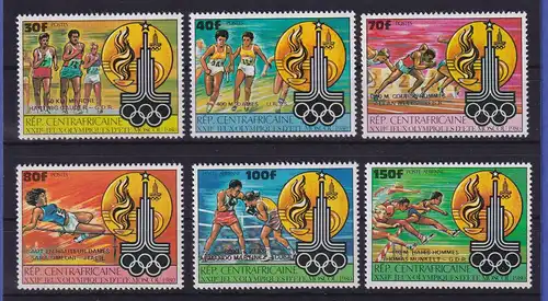 Zentralafrikanische Republik 1980 Olympiade Moskau Mi.-Nr. 726-31 ** / MNH