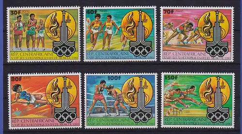 Zentralafrikanische Republik 1980 Olympiade Moskau Mi.-Nr. 679-84 ** / MNH