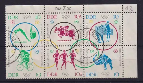 DDR 1964 Olympia-6er-Block Mi.-Nr. 1039-1044 gest. LEIPZIG S36 
